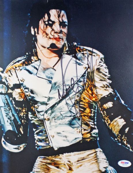 Michael Jackson Signed 11" x 14" Color On-Stage Photo (PSA/DNA)