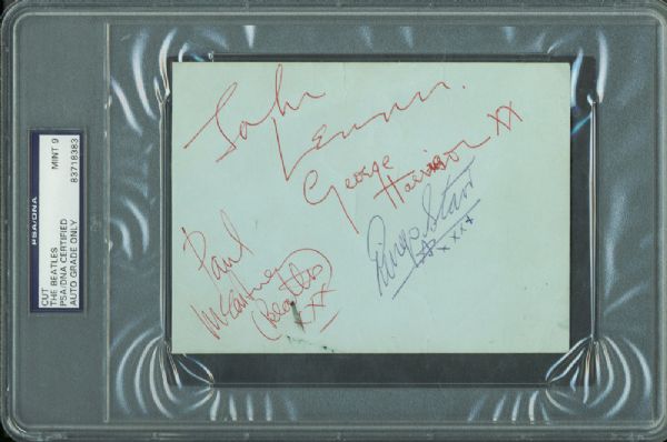 The Beatles: Large & Impressive 5" x 7" Signed Album Page PSA/DNA Graded MINT 9