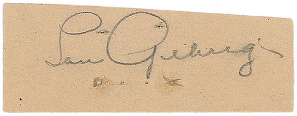 Lou Gehrig Signed 1" x 2" Album Page w/ Superb Signature! (PSA/JSA Guaranteed)
