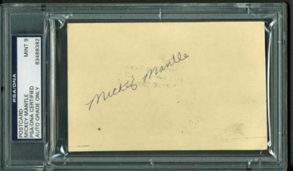 Mickey Mantle ULTRA-RARE Signed 1955 Government Post Card PSA/DNA Graded MINT 9