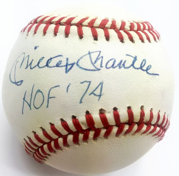 Mickey Mantle Signed & Inscribed "HOF 74" OAL Baseball (PSA/DNA)