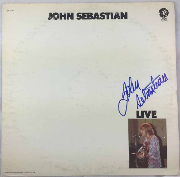 John Sebastian Lot with Signed "Live" Record Album & Acoustic Pickguard (PSA/JSA Guaranteed)