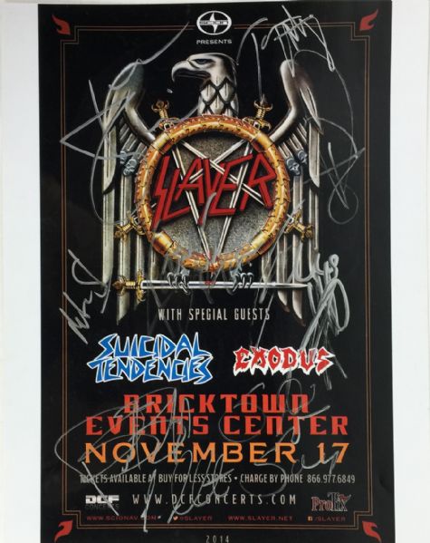 Slayer: Trio of Signed Items with Pickguard, Microphone & Photo (PSA/JSA Guaranteed)