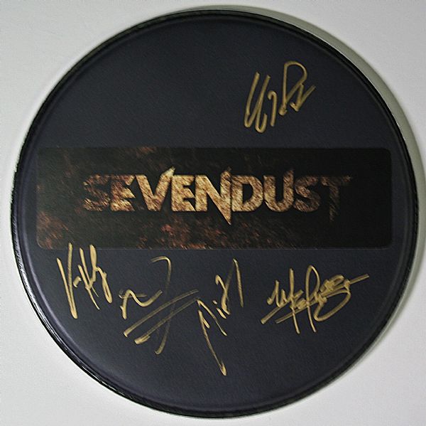 Sevendust Group Signed Custom Decal Drumhead (PSA/JSA Guaranteed)