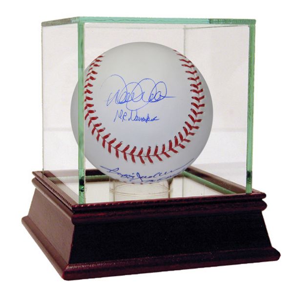 World Series Heros: Rare Dual Signed Derek Jeter & Reggie Jackson Baseball w/ "Mr. November" & "Mr. October" Inscriptions! (Steiner)