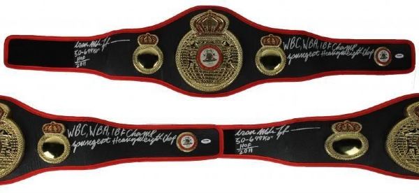 Mike Tyson RARE Signed WBA Championship Belt w/ 5 Handwritten Career Inscriptions! (PSA/DNA ITP)