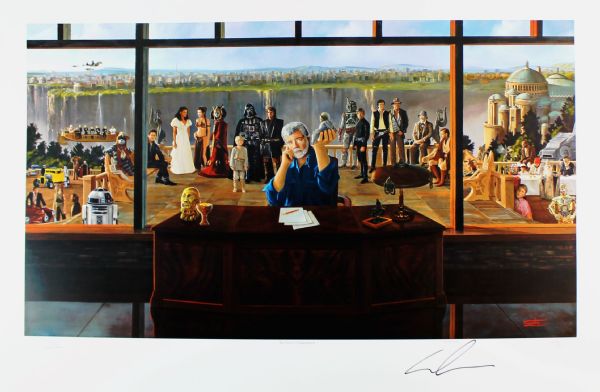 STAR WARS: Impressive Signed Limited Edition George Lucas Lithograph w/ His Characters! (PSA/JSA Guaranteed)