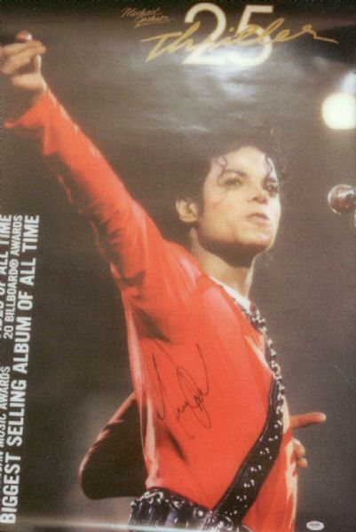 Michael Jackson Signed Thriller Poster (PSA/DNA)