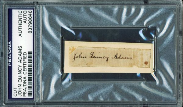 John Quincy Adams Signed 1" x 3" Document Segment (PSA/DNA Encapsulated)