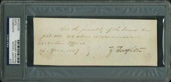 President Zachary Taylor Handwritten & Signed 1849 Check (PSA/DNA Encapsulated)