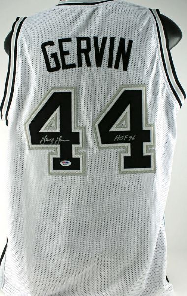 George Gervin Signed Spurs Jersey w/ "HOF 96" Inscription (PSA/DNA)