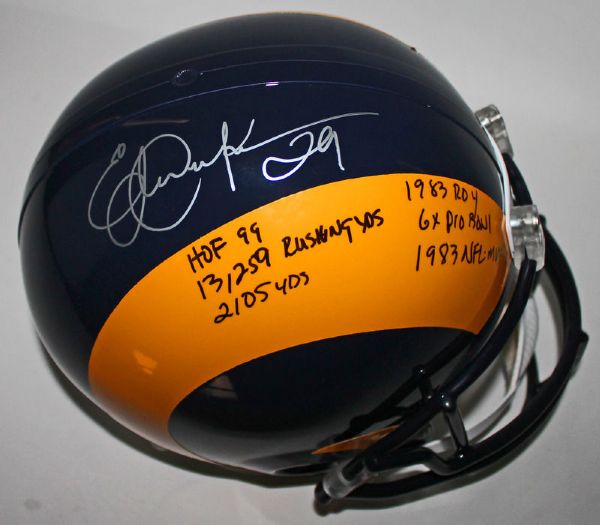 Eric Dickerson Signed & Stat Inscribed Full-Sized Rams Helmet (PSA/DNA)