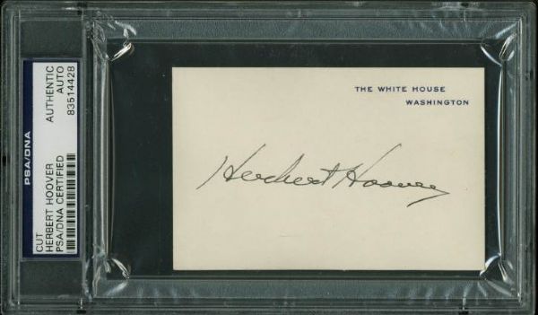 Herbert Hoover Signed White House Card (PSA/DNA Encapsulated)