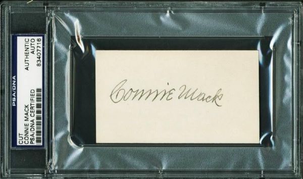 Connie Mack Signed 2.25" x 4" Vintage Card (PSA/DNA Encapsulated)