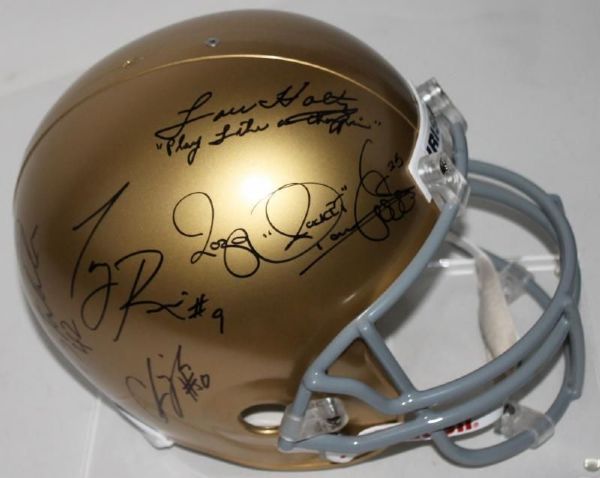 1988 Champions Multi-Signed Notre Dame Football Helmet w/ Lou Holtz +5 More! (JSA)