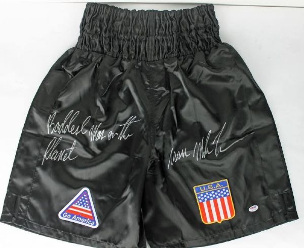 Mike Tyson Signed Personal Model Trunks with "Iron Mike Tyson, Baddest Man on the Planet" Insc. (PSA/DNA)