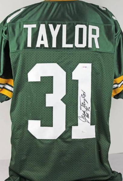 Jim Taylor Signed "HOF 76" Green Bay Packers Jersey (PSA/DNA)
