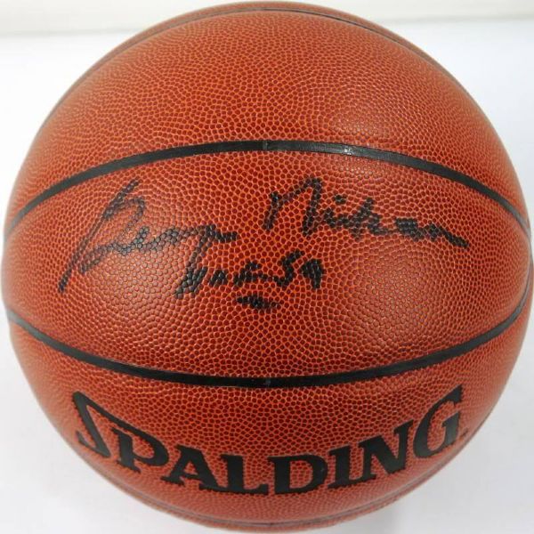George Mikan Signed I/O Basketball w/ "HOF" Inscription (PSA/DNA)