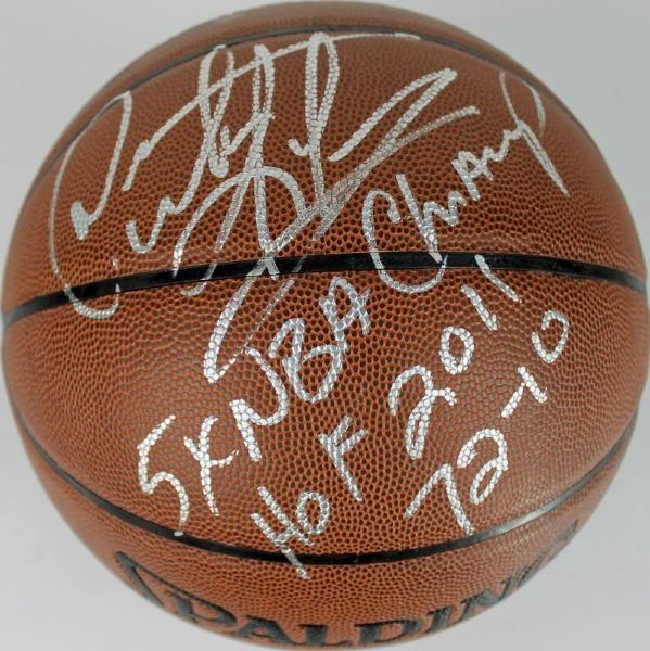 Dennis Rodman Signed "5x NBA Champ, HOF 2011, 72-10" Spalding I/O NBA Basketball (PSA/DNA)