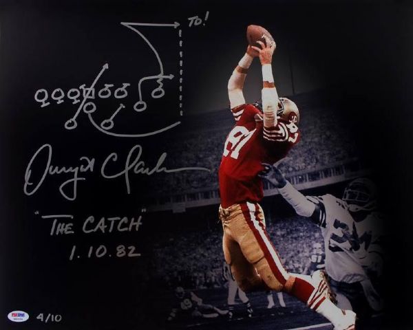 49ers: Dwight Clark Signed 16"x20" Color "The Catch 1.10.82" Photo (PSA/DNA ITP)