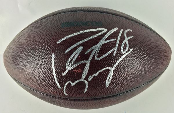 Peyton Manning Signed Denver Broncos Game Used NFL Leather Game Model Football (JSA)
