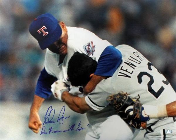Nolan Ryan Rare Signed 16" x 20" "Fight" Photo w/"Dont Mess with Texas" Insc. (PSA/DNA)