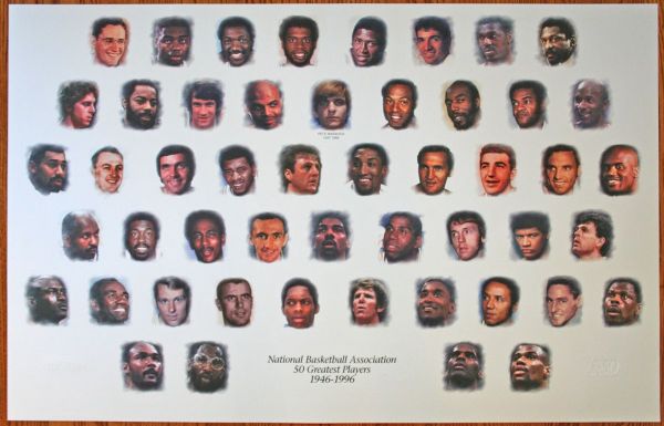 Ultra Rare Original "N.B.A. 50 Greatest Players" 25" x 40" Lithograph, Printers Proof