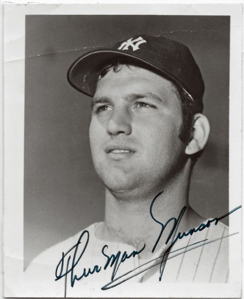 Thurman Munson Signed 4" x 5" Yankees Team Issued Photograph (PSA/DNA)