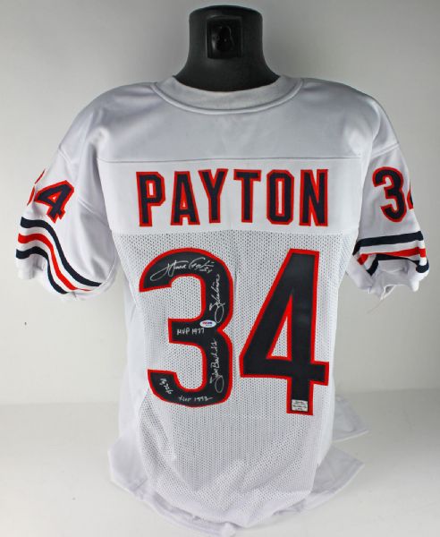 Walter Payton Signed Chicago Bears Jersey with 5 Handwritten Stats (PSA/DNA)