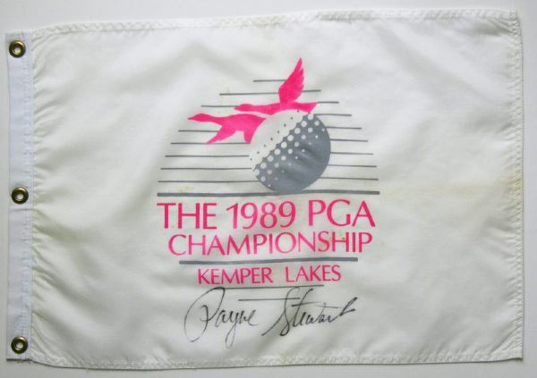 Payne Stewart RARE Single-Signed 1989 PGA Championship Pin Flag (First Major Win)(PSA/DNA)