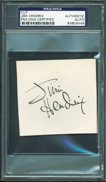 Jimi Hendrix Exceptional Fountain Tip 3" x 3" Signature, One Of The Finest In The Hobby! (PSA/DNA Encapsulated)