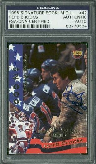 1995 Signature Rookie Signed Herb Brooks Miracle On Ice Card (PSA/DNA Encapsulated)