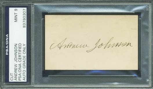 President Andrew Johnson Superb Signature Cut (PSA/DNA Graded MINT 9!)