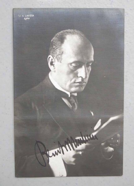 Benito Mussolini Rare Vintage 3.5" x 5.5" Postcard Photo with Full Autograph (JSA)