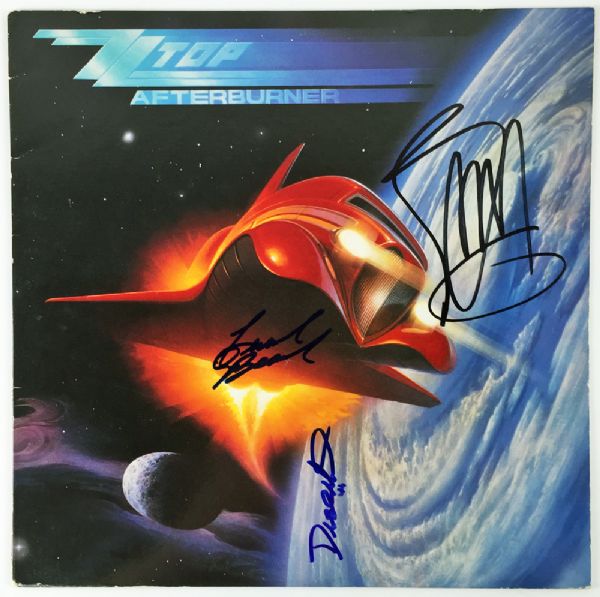 ZZ Top Group Signed "Afterburner" Record Album Cover (PSA/DNA)