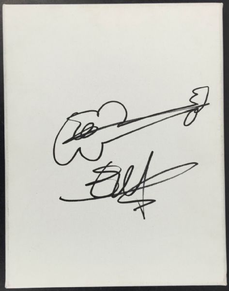 U2: The Edge Hand Drawn & Signed Guitar Sketch on Canvas (PSA/JSA Guaranteed)