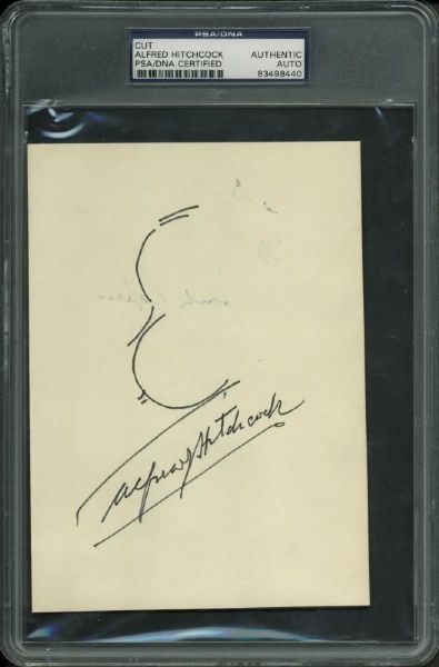 Alfred Hitchcock 5" x 7" Hand Drawn & Signed Self-Portrait Sketch (PSA/DNA Encapsulated)