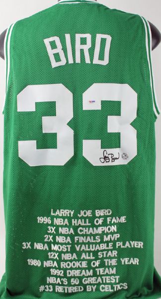 Larry Bird Signed Celtics Jersey w/ Unique Stat Embroidery! (PSA/DNA)
