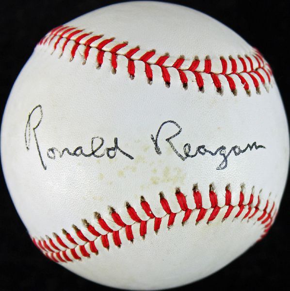President Ronald Reagan Superb Signed ONL (White) Baseball (JSA)