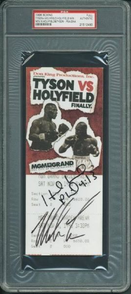 Mike Tyson & Evander Holyfield RARE Signed "Tyson-Holyfield I" Fight Ticket (PSA/DNA)
