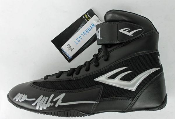 Rare "Iron" Mike Tyson Signed Black Everlast Boxing Shoe (PSA/DNA)