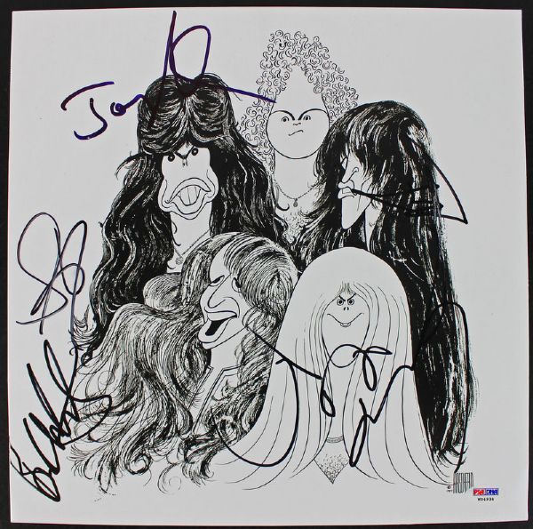 Aerosmith Group Signed "Draw the Line" Record Album Cover (5 Sigs)(PSA/DNA)