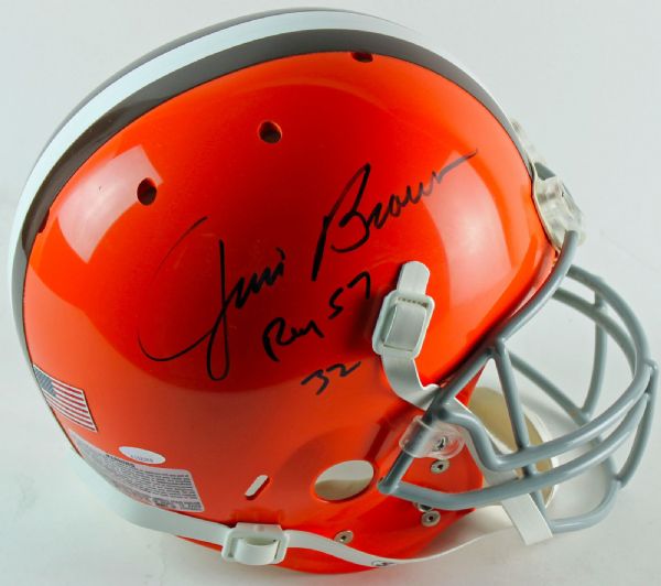 Jim Brown Signed Full Size PRO LINE Browns Helmet w/ "ROY 57" Inscription (Tri Star & PSA/JSA Guaranteed)