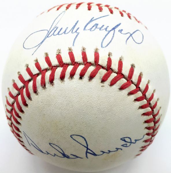 Sandy Koufax & Duke Snider Dual Signed ONL Baseball (JSA)