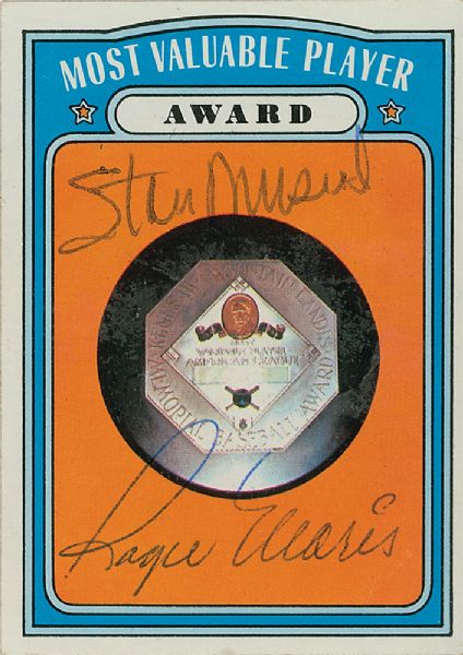 Roger Maris & Stan Musial Dual Signed 1972 Topps Baseball Card (PSA/JSA Guaranteed)