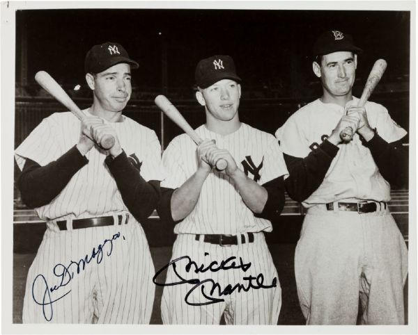 Mickey Mantle & Joe DiMaggio Rare Dual Signed 8" x 10" Black & White Photo (PSA/JSA Guaranteed)