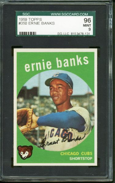 Ernie Banks 1959 Topps Baseball Card SGC Graded MINT 9, Highest On Record!