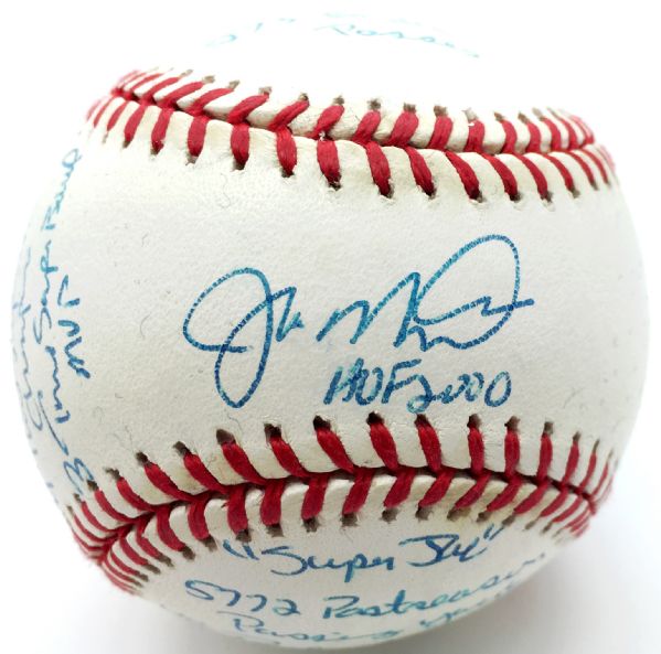 Joe Montana Signed OML Baseball w/ 16 Unique Career Stats! (PSA/JSA Guaranteed)