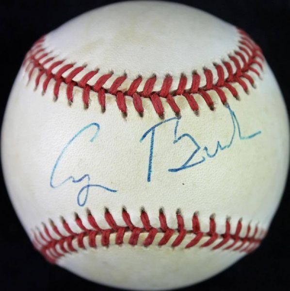 President George H.W. Bush (Sr.) Vintage Signed OAL (Brown) Baseball - Presidential Era! (PSA/DNA)