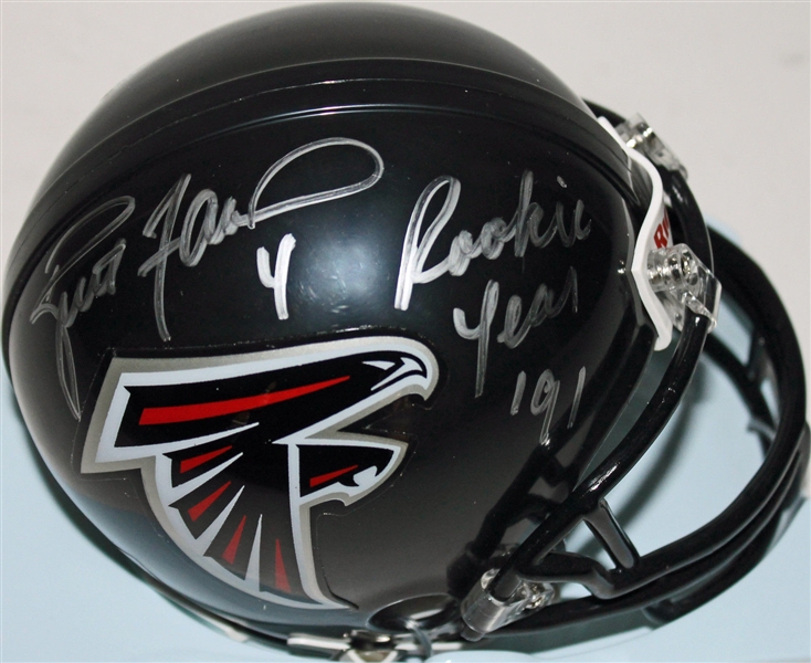 Brett Favre Signed Atlanta Falcons Mini Helmet w/ "Rookie Year 91" Inscription (Favre Holo)